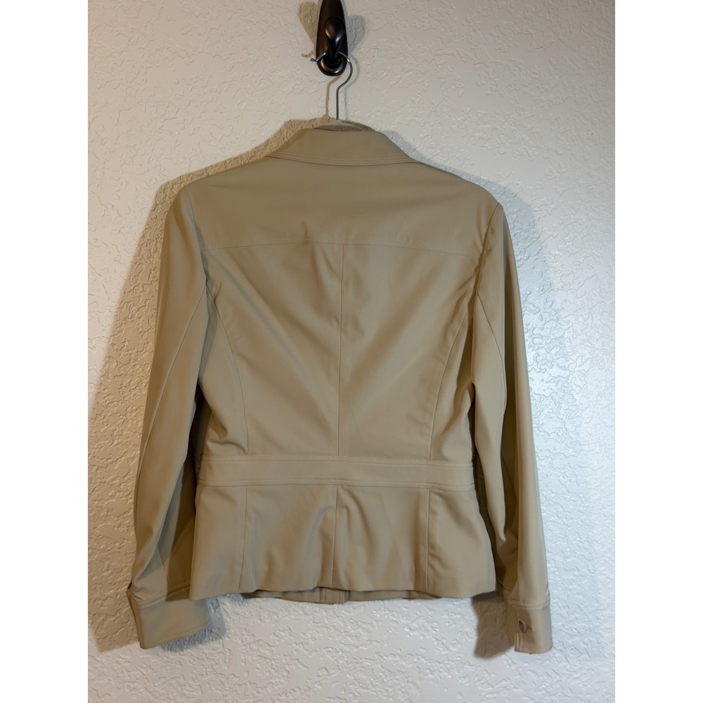 Elie Tahari Button Down Shirt Beige 6 Women Fitted Lycra Stretch Workwear - Picture 10 of 14
